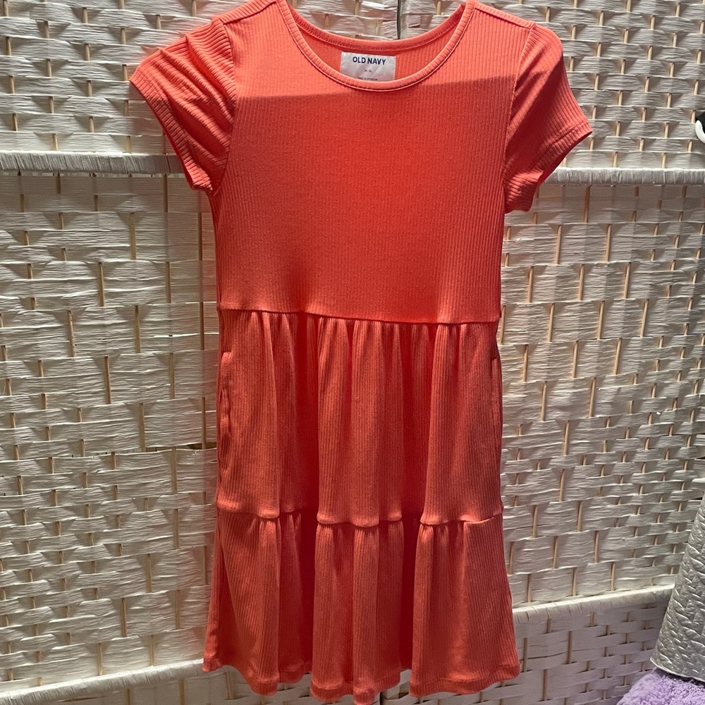 Old Navy Kids Bright Coral Tiered Dress